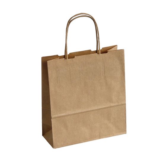Obrázek z Tašky papírové kroucená ucha - hnědá / 180 x 80 x 250 mm