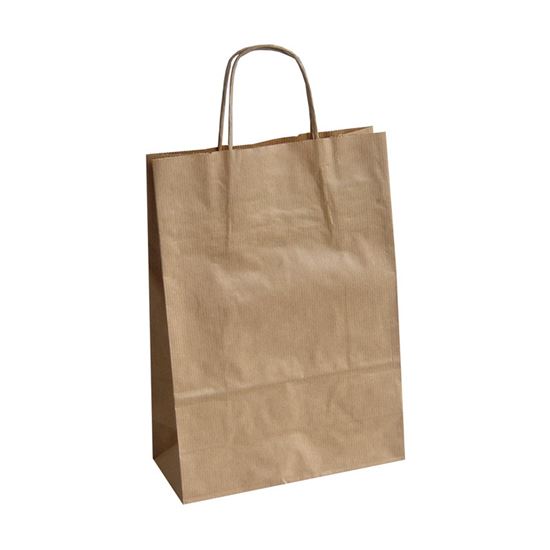 Obrázek z Tašky papírové kroucená ucha - hnědá / 230 x 100 x 320 mm