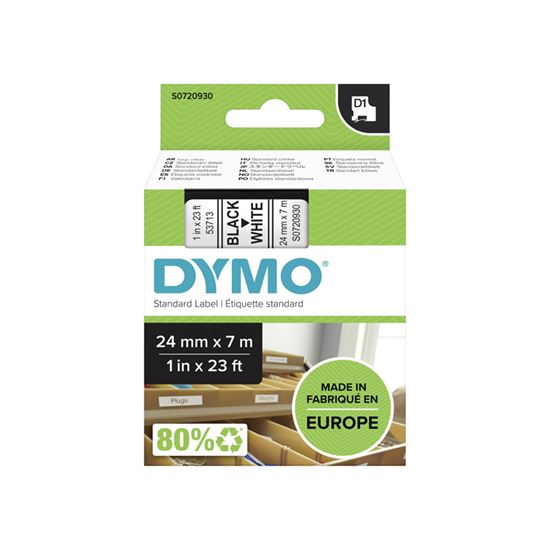 Obrázek z Pásky D1 standardní - 24 mm x 7 m / černý tisk / bílá páska