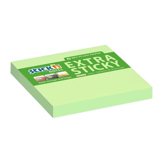 Obrázek z Samolepicí bločky Stick´n by Hopax Extra Sticky - 76 x 76 mm / 90 lístků / pastelově zelená