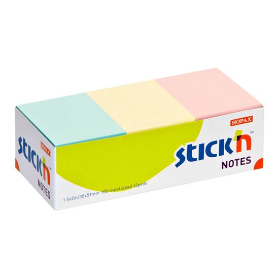 Obrázek z Samolepicí bločky Stick´n by Hopax barevné - 38 x 51 mm / 12 x 100 lístků / pastelové barvy