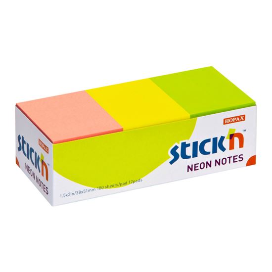 Obrázek z Samolepicí bločky Stick´n by Hopax barevné - 38 x 51 mm / 12 x 100 lístků / neonové barvy