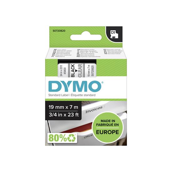 Obrázek z Pásky D1 standardní - 19 mm x 7 m / černý tisk / čirá páska