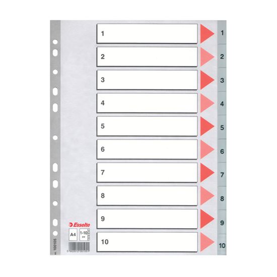 Obrázek z Rozdružovač A4 plastový Esselte - šedý / 1 - 10