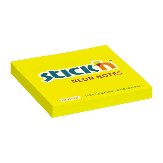 Obrázek z Samolepicí bločky Stick´n by Hopax - 76 x 76 mm / 100 lístků / neon žlutá