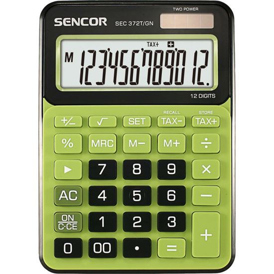 Obrázek z Kalkulačka Sencor SEC 372T displej 12 míst / zelená
