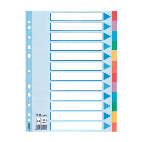 Obrázek z Rozdružovač A4 kartonový Esselte - barevný / 12 listů