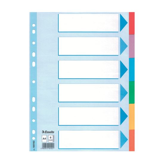 Obrázek z Rozdružovač A4 kartonový Esselte - barevný / 6 listů