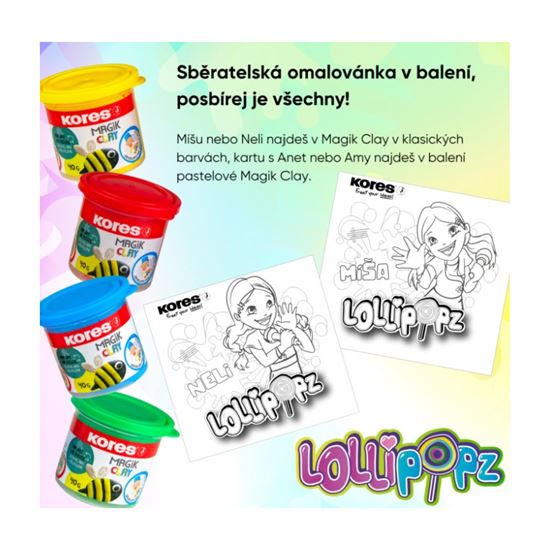 Obrázek z Modelovací hmota KORES MAGIK CLAY LOLLIPOPZ - klasické barvy 4x40 g