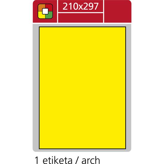 Obrázek z Print etikety A4 pro laserový tisk - fluorescentní - 210 x 297 mm (1 etiketa / arch) fluorescentní žlutá