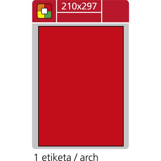 Obrázek z Print etikety A4 pro laserový tisk - fluorescentní - 210 x 297 mm (1 etiketa / arch) fluorescentní červená