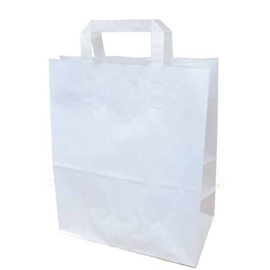 Obrázek z Tašky papírové kraft plochá ucha - 260 x 140 x 320 mm