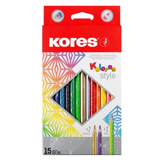 Obrázek z Pastelky Kores Kolores Style trojhranné / 15 barev