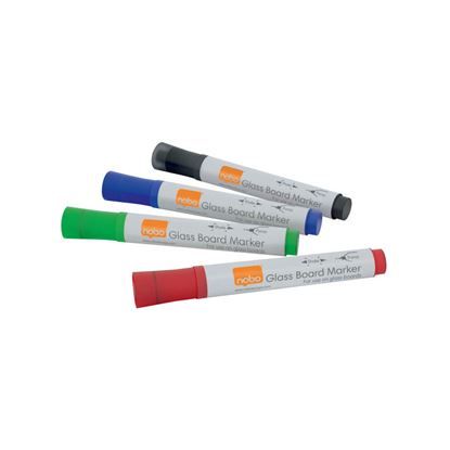 Obrázek Popisovač NOBO na skleněné tabule - 4 ks / mix barev