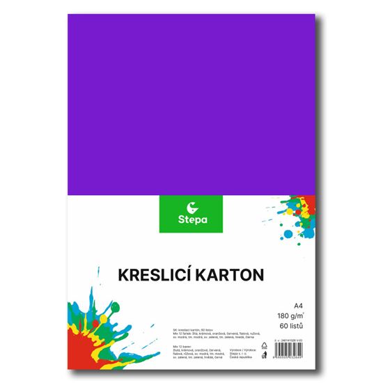 Obrázek z Barevný karton - A4 / 180 g / 60 listů / barevný mix