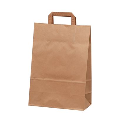 Obrázek Tašky papírové plochá ucha - hnědá / 230 x 100 x 320 mm