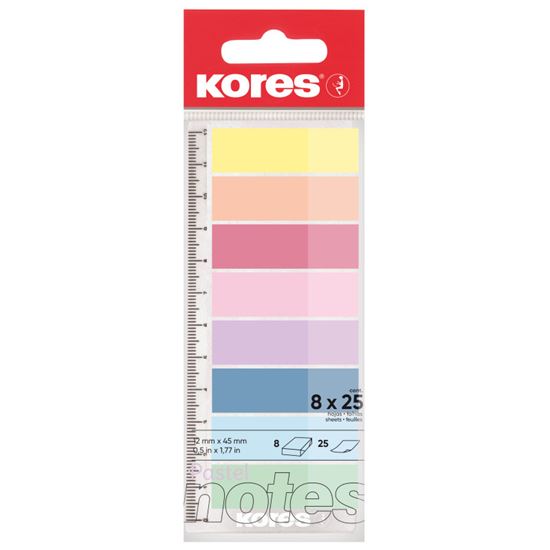 Obrázek z Samolepicí záložky Kores Index Strips - 8 x 25 lístků / pastelové