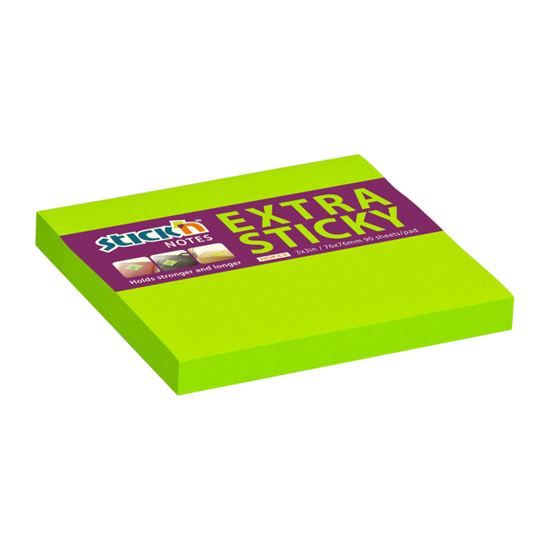 Obrázek z Samolepicí bločky Stick´n by Hopax Extra Sticky - 76 x 76 mm / 90 lístků / neon zelená