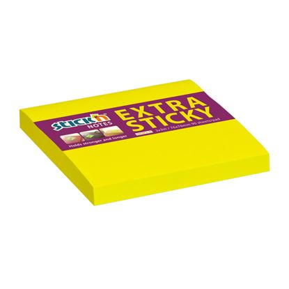 Obrázek Samolepicí bločky Stick´n by Hopax Extra Sticky - 76 x 76 mm / 90 lístků / neon žlutá