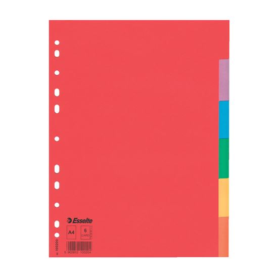 Obrázek z Rozdružovač A4 kartonový Esselte - barevný / 6 listů