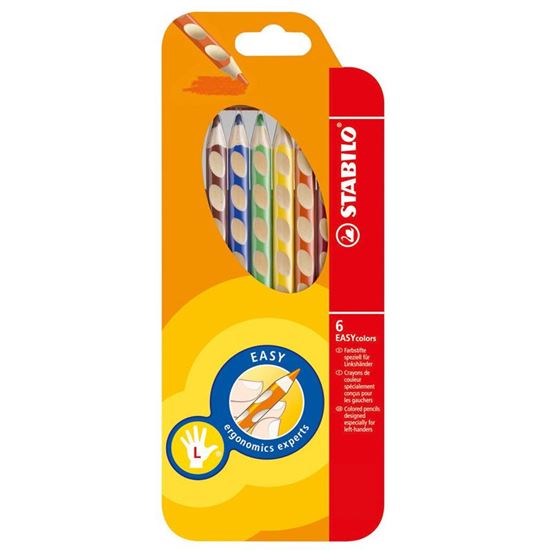 Obrázek z Pastelky STABILO® EASYcolors trojhranné / 6 barev / pro leváky