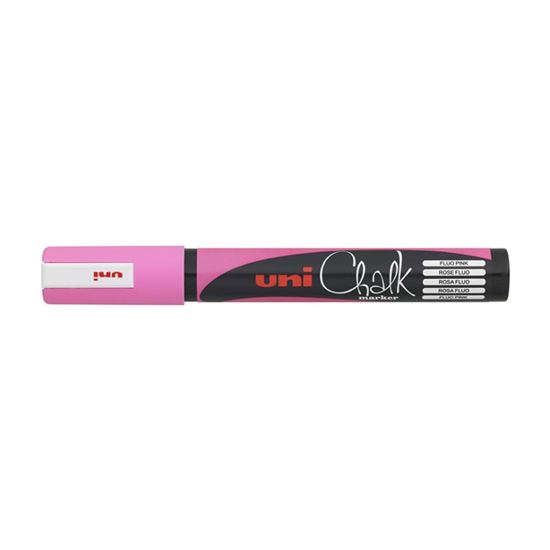 Obrázek z Popisovač křídový UNI Chalk Marker PWE-5M / fluo růžová
