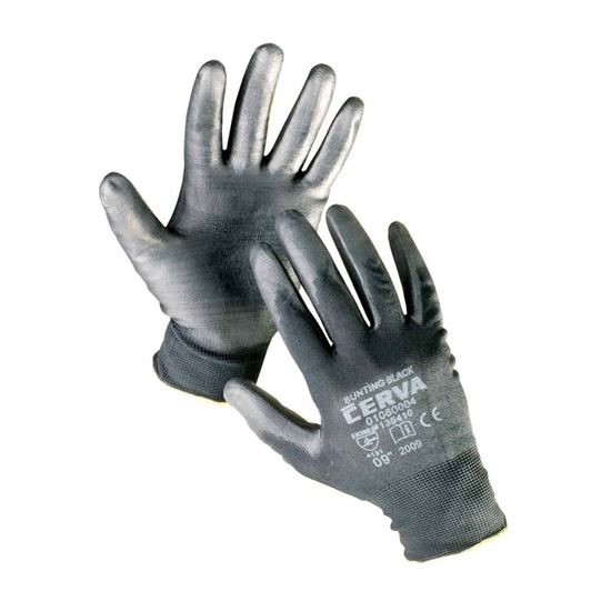 Obrázek z Ochranné rukavice bezešvé - BUNTING / černé / vel.10