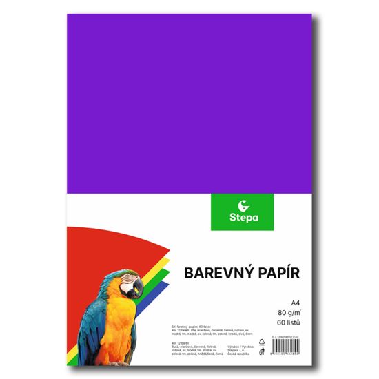 Obrázek z Barevný papír - A4 / 80 g / 60 listů / barevný mix