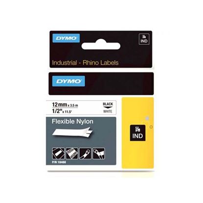 Obrázek Pásky D1 nylonová flexibilní pro elektronické štítkovače DYMO - 12 mm x 3,5 m černý tisk / bílá páska