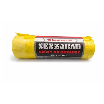 Obrázek Pytle do koše stahovací - 50x60cm / 30l / 13my / 15ks / žlutá