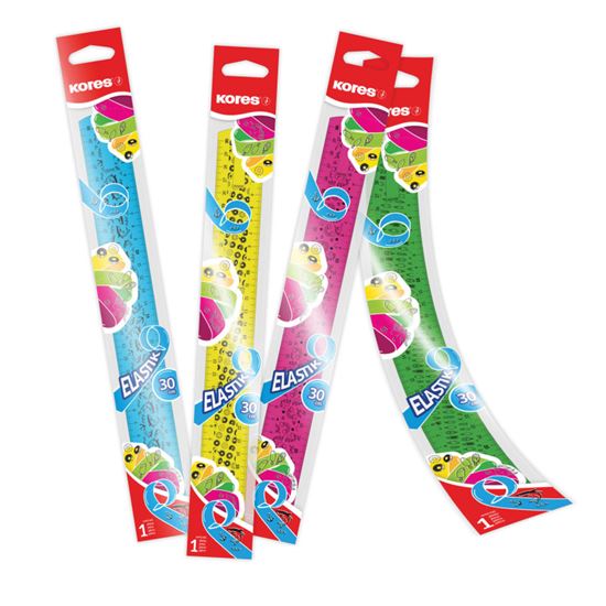 Obrázek z Pravítko 30 cm Kores ELASTIC ohebné / mix 4 barev