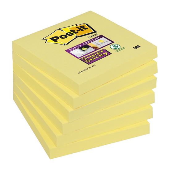 Obrázek z Samolepicí bločky Post-it silně lepicí - 76 x 76 mm / 90 lístků / žlutá