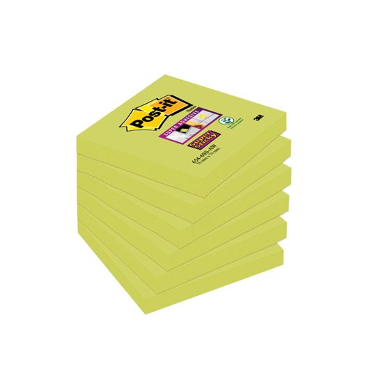 Obrázek z Samolepicí bločky Post-it silně lepící - 76 mm x 76 mm / 90 lístků / neon zelená