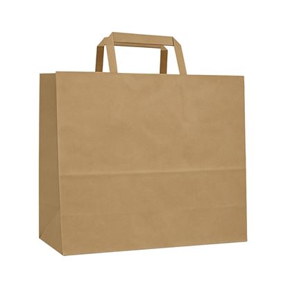 Obrázek Tašky papírové plochá ucha - hnědá / 315 x 215 x 245 mm