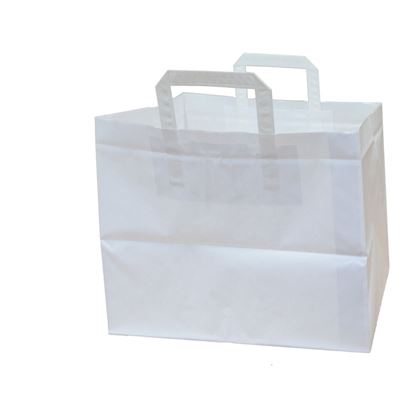 Obrázek Tašky papírové plochá ucha - bílá / 315 x 215 x 245 mm