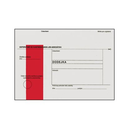 Obrázek Obálky B6 s dodejkou - s červeným pruhem / 1000 ks