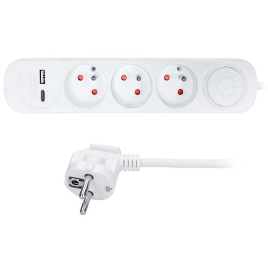 Obrázek z Prodlužovací přívody s USB A+C - 3 zásuvky / 2 m