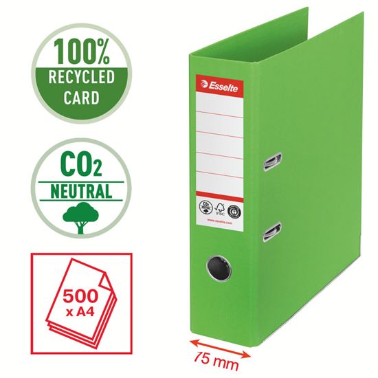 Obrázek z Pořadač pákový Esselte CO2 neutrální - A4 / hřbet 7,5 cm / zelená