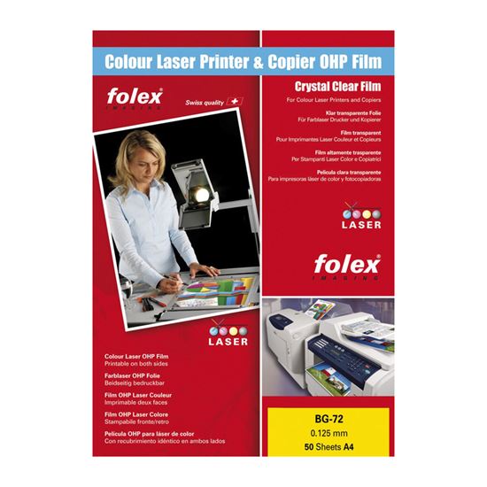 Obrázek z Fólie Folex - folie BG 72 pro barevné laserové tiskárny / 50 ks