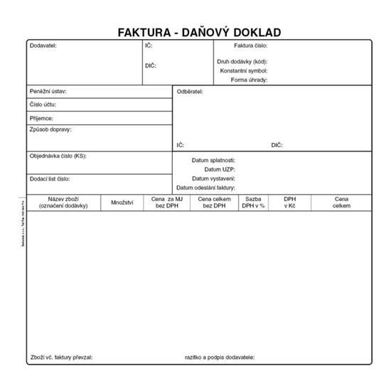 Obrázek z Faktura daňový doklad Baloušek A4 / 2/3 / 50 listů / NCR / PT200
