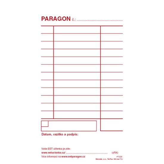 Obrázek z Paragon blok Baloušek 80 x 150 mm / nečíslovaný / 50 listů / NCR / PT005