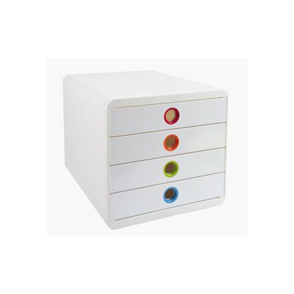 Obrázek Zásuvkový box Exacompta Iderama - bílý duhový / 4 zásuvky na výšku