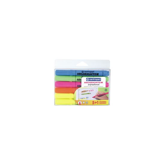 Obrázek z Zvýrazňovač Centropen HIGHLIGHTER 8552 / sada 5 + 1