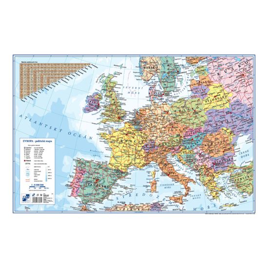 Obrázek z Pracovní podložky dekorované - jednostranná / mapa Evropa