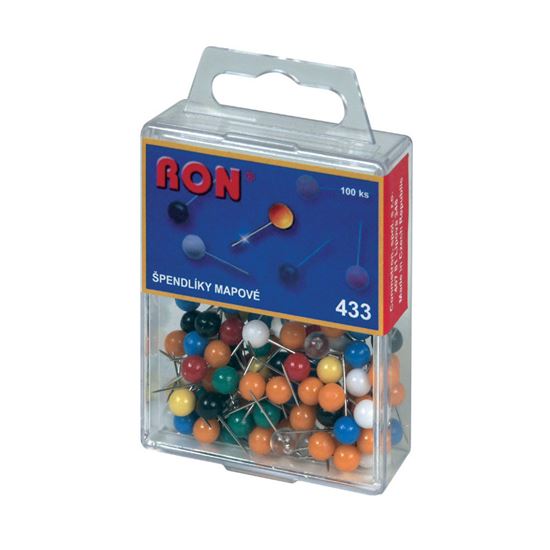 Obrázek z Špendlíky mapové RON - kuličky / 100 ks / barevný mix