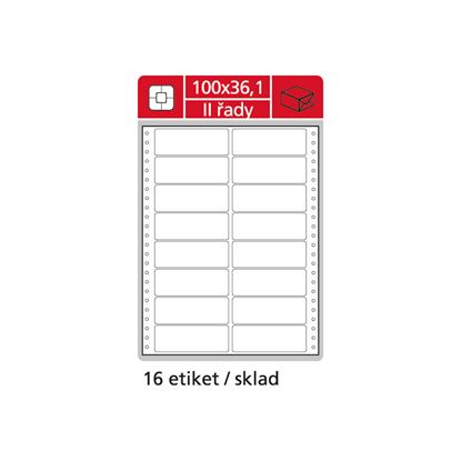 Obrázek Tabelační etikety s vodící drážkou - 100 x 36,1 mm dvouřadé 8000 etiket / 500 skladů