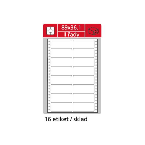 Obrázek z Tabelační etikety s vodící drážkou - 89 x 36,1 mm dvouřadé 8000 etiket / 500 skladů