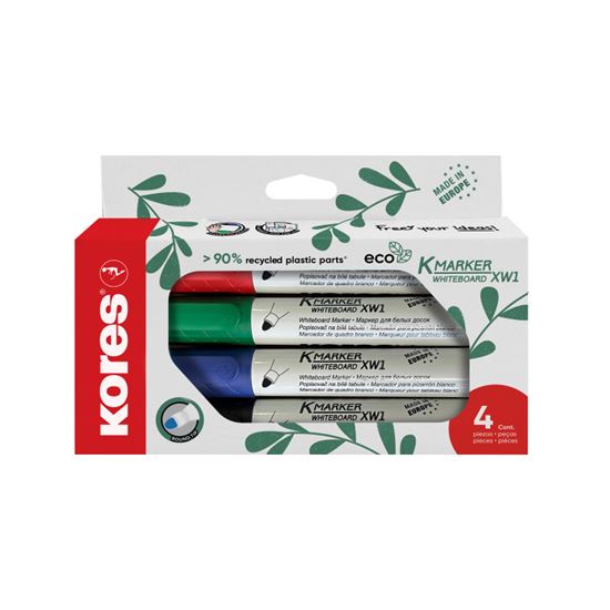 Obrázek z Popisovač Kores K-Marker Whiteboard ECO - sada 4 ks / kulatý hrot