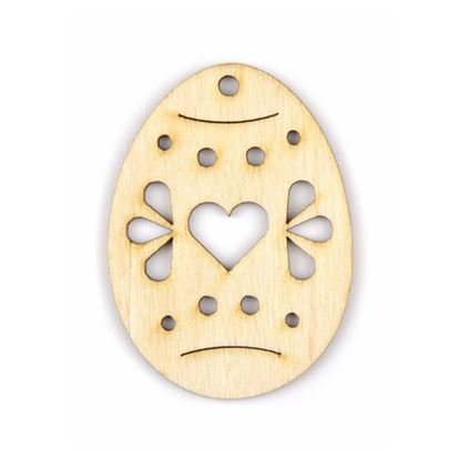 Obrázek Velikonoční dřevěný výřez - vajíčko srdíčko 5,1 x 7 cm