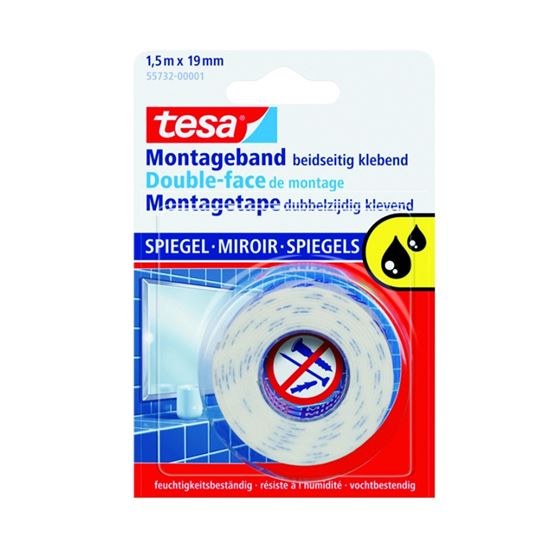 Obrázek z Montážní páska oboustranná Tesa na zrcadla - bílá / 19 mm x 1,5 m